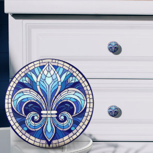Fleur-de-lis - Glas in lood mozaïekkunst Keramische Knop