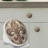 Fleur-de-lis - Glas in lood mozaïekkunst Keramische Knop