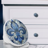 Fleur-de-lis - Glas in lood mozaïekkunst Keramische Knop