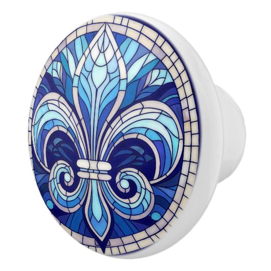 Fleur-de-lis - Glas in lood mozaïekkunst Keramische Knop (Rechts)