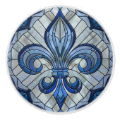 Fleur-de-lis - Glas in lood mozaïekkunst Keramische Knop (Voorkant)
