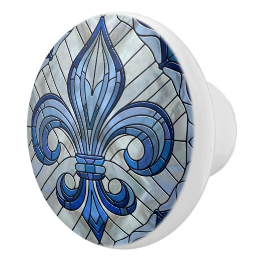 Fleur-de-lis - Glas in lood mozaïekkunst Keramische Knop (Rechts)