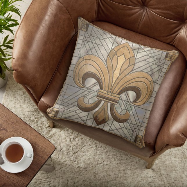 Fleur-de-lis - Glas in lood mozaïekkunst Kussen (Creator heeft geüpload)
