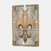 Fleur-de-lis - Glas in lood mozaïekkunst Metalen Ornament (Voorkant links)