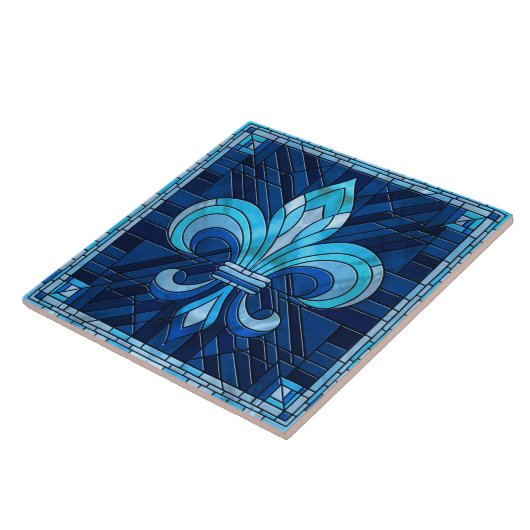 Fleur-de-lis - Glas in lood mozaïekkunst Tegeltje (Zijkant)