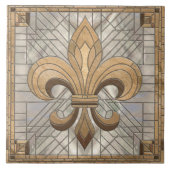 Fleur-de-lis - Glas in lood mozaïekkunst Tegeltje (Voorkant)