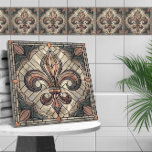 Fleur-de-lis - Glas in lood mozaïekkunst Tegeltje<br><div class="desc">Fleur-de-lis - Glas in lood mozaïekkunst</div>