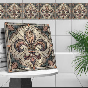 Fleur-de-lis - Glas in lood mozaïekkunst Tegeltje