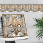 Fleur-de-lis - Glas in lood mozaïekkunst Tegeltje<br><div class="desc">Fleur-de-lis - Glas in lood mozaïekkunst</div>