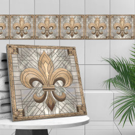 Fleur-de-lis - Glas in lood mozaïekkunst Tegeltje