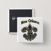 Fleur de lis Glas in lood Vierkante Button 5,1 Cm (Voorkant /achterkant)