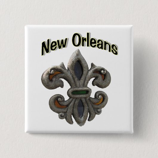 Fleur de lis Glas in lood Vierkante Button 5,1 Cm (Voorkant)