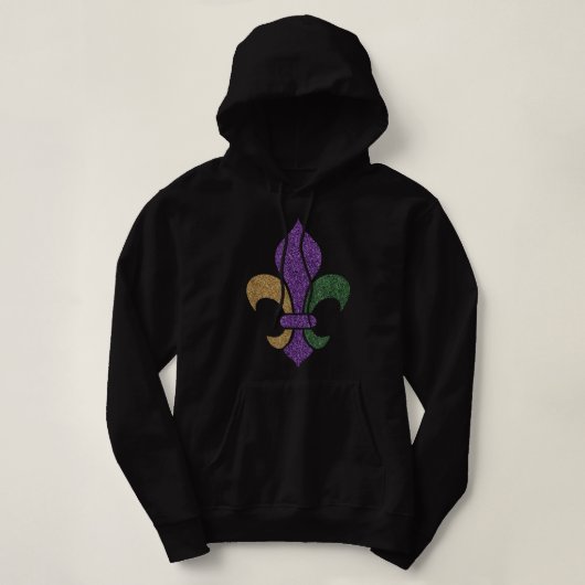 Fleur De Lis Glitter Effect Mardi Gras 2018 Hoodie (Design voorkant)