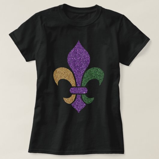 Fleur De Lis Glitter Effect Mardi Gras 2018 T-shirt (Design voorkant)