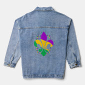 Fleur De Lis Glitter Effect Mardi Gras 2 Denim Jacket (Achterkant)