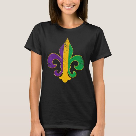 Fleur De Lis Glitter Effect Mardi Gras 4 T-shirt (Voorkant)