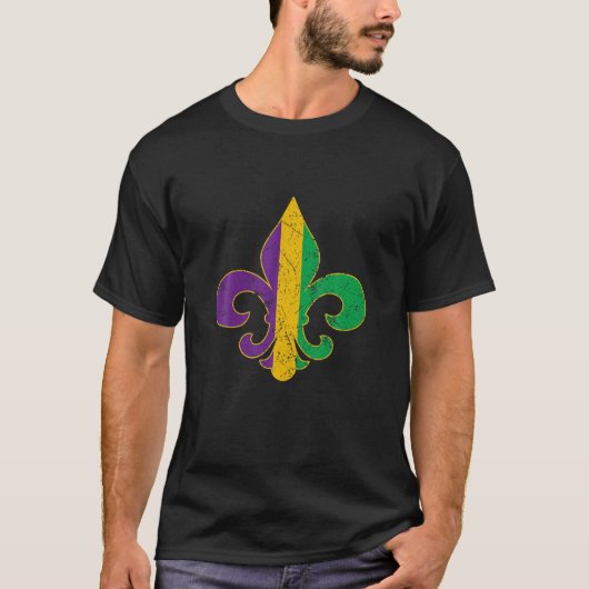Fleur De Lis Glitter Effect Mardi Gras  T-shirt (Voorkant)