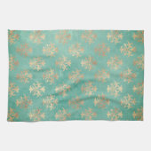 Fleur de lis gold and blauwgroen green patina theedoek (Horizontaal)