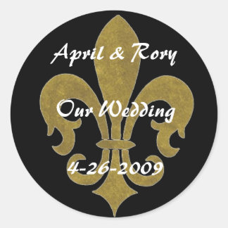 fleur de lis gold, april - Gepersonaliseerd Ronde Sticker