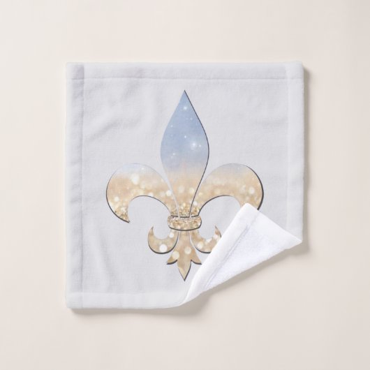 Fleur De Lis Gold Blue Grey Bad Handdoek (Wasdoekje)