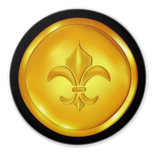 Fleur De Lis Gold Drawer Pulls - SRF Keramische Knop (Voorkant)