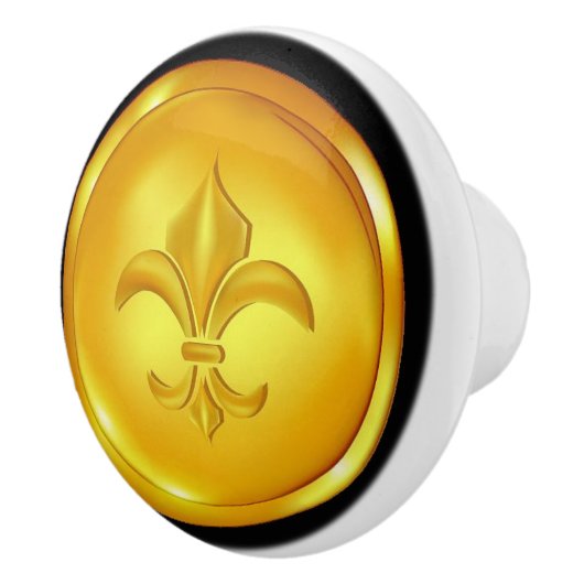 Fleur De Lis Gold Drawer Pulls - SRF Keramische Knop (Rechts)