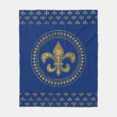 Fleur-de-lis - Gold en Royal Blue Fleece Deken (Voorkant)