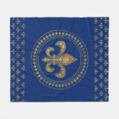 Fleur-de-lis - Gold en Royal Blue Fleece Deken (Voorkant (Horizontaal))