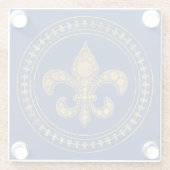 Fleur-de-lis - Gold en Royal Blue Glazen Onderzetter (Achterkant)