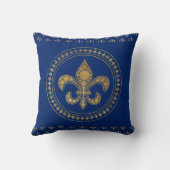 Fleur-de-lis - Gold en Royal Blue Kussen (Achterkant)
