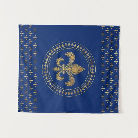 Fleur-de-lis - Gold en Royal Blue Wandkleed (Voorkant (horizontaal))