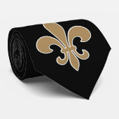 Fleur DE Lis Gold met Wit en Zwart Overzicht Stropdas (Opgerold)