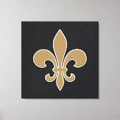 Fleur de Lis Gold met witte en zwarte omtrek Canvas Afdruk (Voorkant)