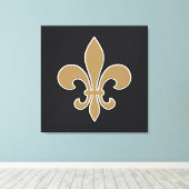 Fleur de Lis Gold met witte en zwarte omtrek Canvas Afdruk (Insitu (Houten vloer))