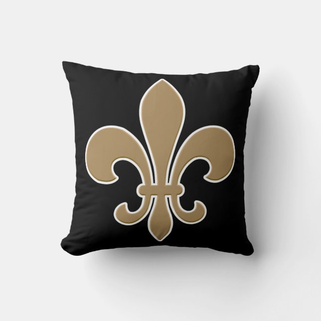 Fleur de Lis Gold met witte en zwarte omtrek Kussen (Voorkant)