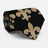 Fleur de Lis Gold met witte en zwarte omtrek Stropdas (Opgerold)