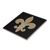 Fleur de Lis Gold met witte en zwarte omtrek Tegeltje (Zijkant)