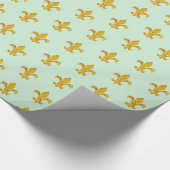 Fleur de Lis Gold/Mint Cadeaupapier (Hoek)