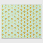 Fleur de Lis Gold/Mint Cadeaupapier (Vlak)