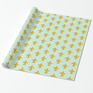 Fleur de Lis Gold/Mint Cadeaupapier