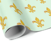 Fleur de Lis Gold/Mint Cadeaupapier (Rol Hoek)