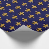Fleur de Lis Gold/Navy Cadeaupapier (Hoek)