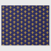 Fleur de Lis Gold/Navy Cadeaupapier (Vlak)