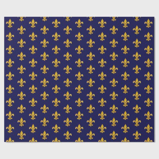 Fleur de Lis Gold/Navy Cadeaupapier (Vlak)