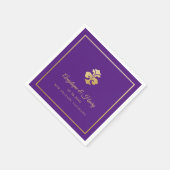 Fleur de Lis Gold Paars Elegant gepersonaliseerd Servet (Hoek)
