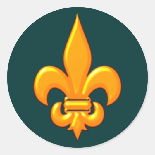 Fleur De Lis Gold Ronde Sticker (Voorkant)