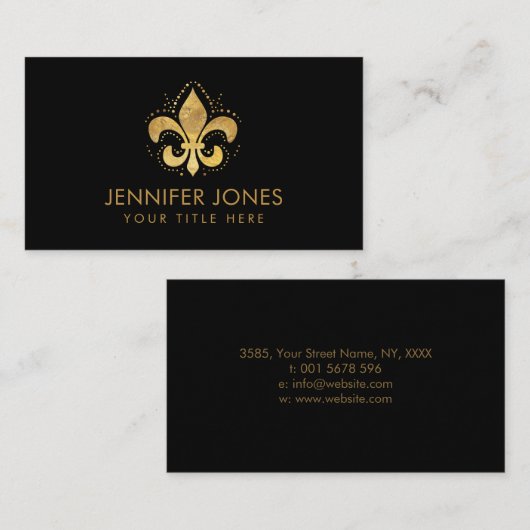 Fleur-de-lis Golden Embossed Visitekaartje (Voorkant / Achterkant)