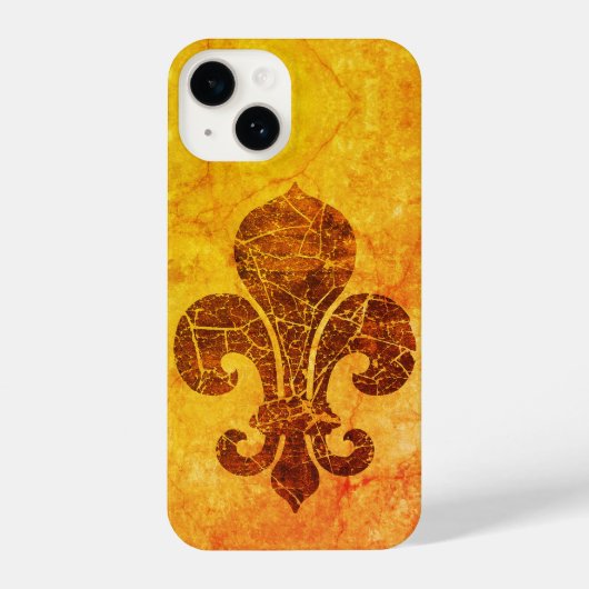  Fleur De Lis Golden iPhone 14 Hoesje iPhone Hoesje (Achterkant)