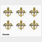 fleur de lis goud, Bienvenue Ronde Sticker (Vel)