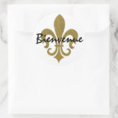 fleur de lis goud, Bienvenue Ronde Sticker (Tas)